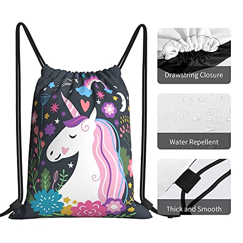 Algranben Kawaii Unicorn Drawstring Backpack Cute Waterproof Pull String Bag Beach Cinch Sackpack For Women Girls One Size #TOP3