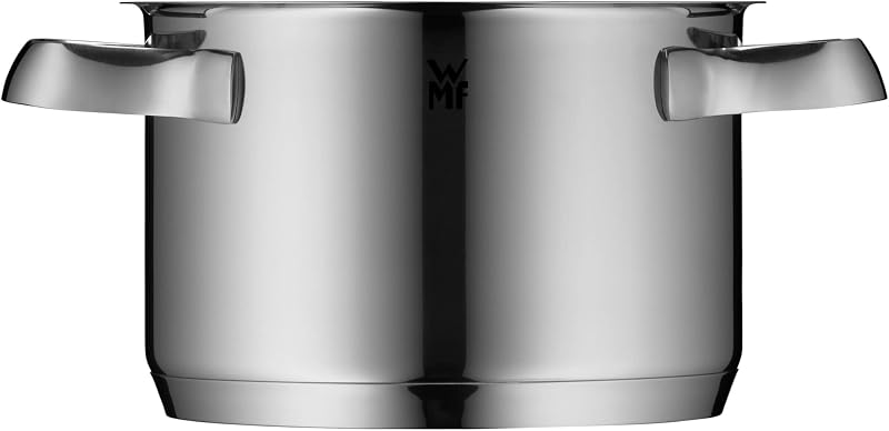 Caserolă WMF Belmonte 16 cm cu capac de sticlă, pentru inducție, 1,9 l, oțel inoxidabil lustruit Cromargan, fără strat antiaderent