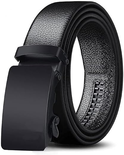MARETTO Premium Black Leather Belt for Men with Stylish Automatic Buckle | Formal & Casual Wear | Durable Adjustable Waist...