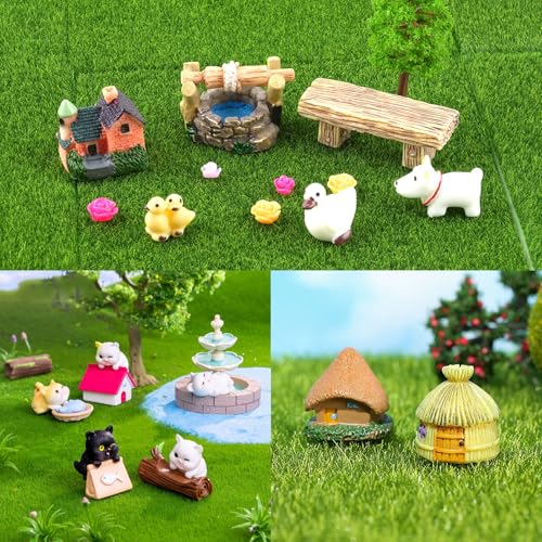 6 Stück Kunstrasen 15x15cm zum Basteln, Miniatur Rasen Dekoration für Wichtel, DIY Miniaturgarten Deko