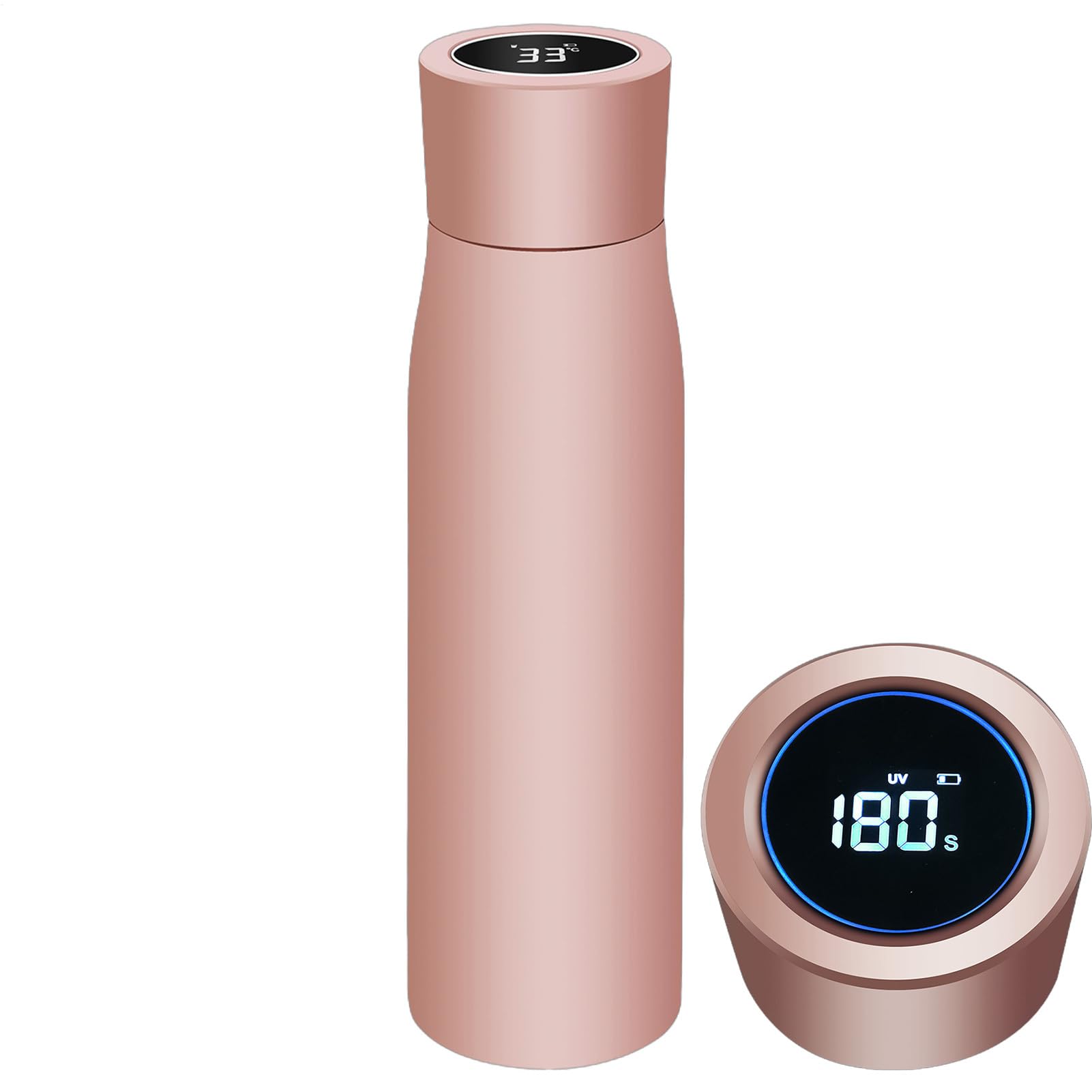 Intelligente Wasserflasche mit Erinnerung für das Trinken von Wasser | LED Thermoflasche Mit Temperaturdisplay - Rutschfester Boden, Weite Öffnung, Vakuumisolierte Trinkflasche,Für Outdoor Sport A