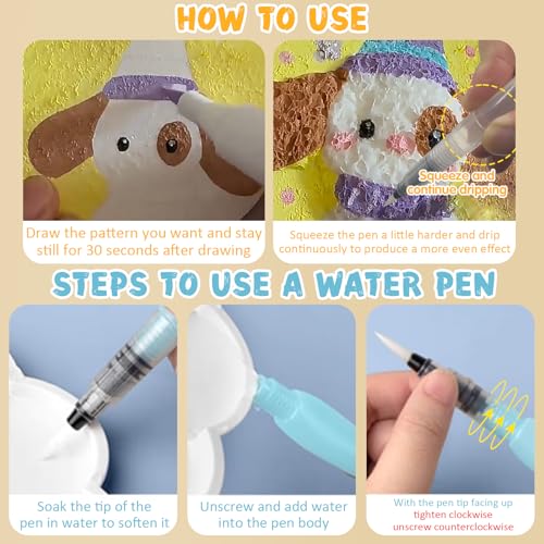 Xihongshi Magic Puffy Paint, 3D Drawing Magic Canvas Sponge Texture Painting Kit, DIY Bubble Drawing Pens Art Supplies, Raised Puff Drawings on Paper(Rectangle)