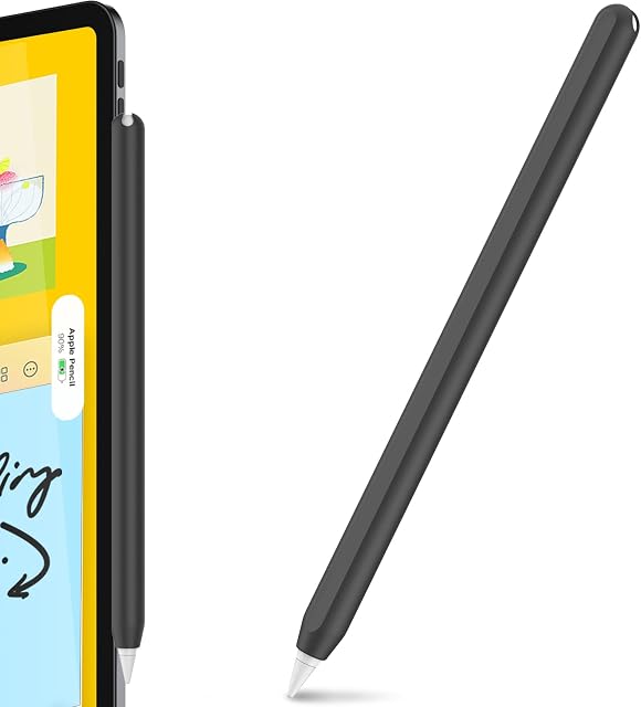 AHASTYLE Silicone Case for Apple Pencil 2nd Generation, Ultra Thin Protective Apple Pencil Cover Anti-slip Holder Compatible with Apple Pencil 2nd Gen (1 Pack, Black)
