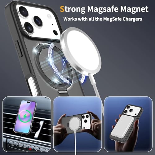 Image of Magnetic for iPhone 17 Pro Case, 6.3 inch, Compatible with MagSafe, Rugged Kickstand, Not-Yellowing Military-Grade Protection, Matte Black