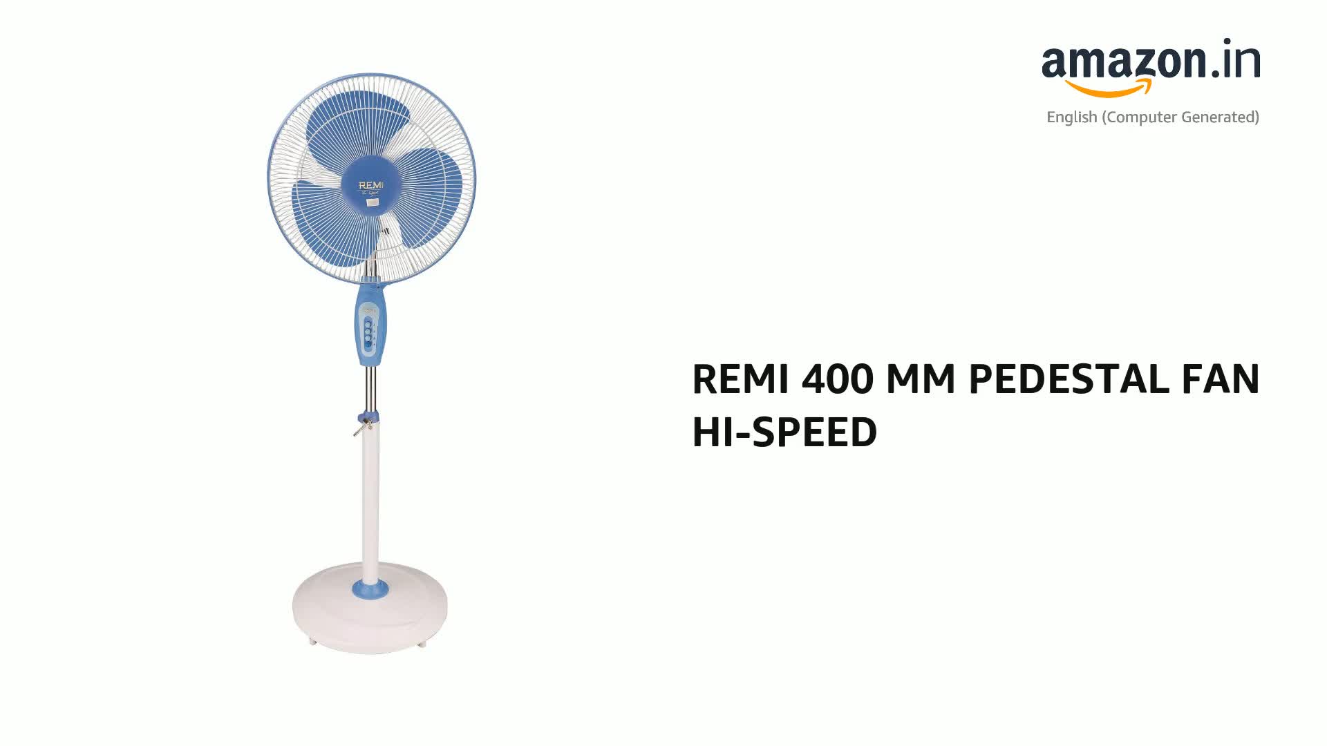 Remi 400 MM Hi-Speed Pedestal Fan (PF-400) (White/Blue) - 54 cm x