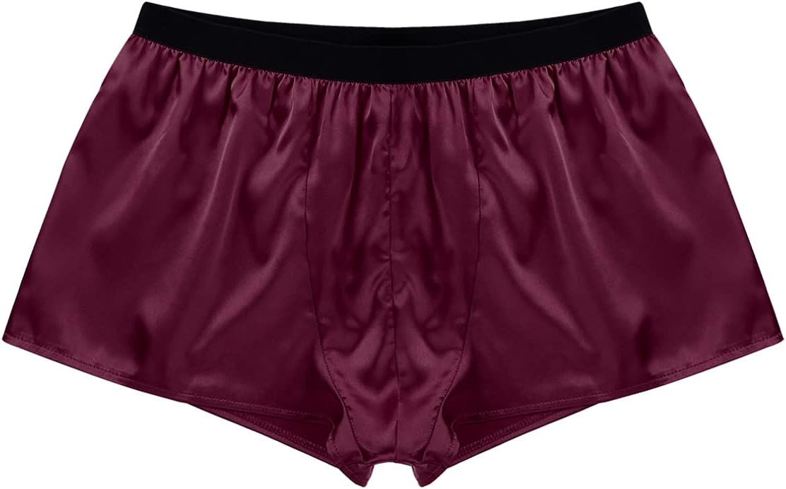 Sywiyi Men's Sissy Boxer Shorts Silk Satin Panties Elastic Waist Summer Beach Swim Trunks Underwear