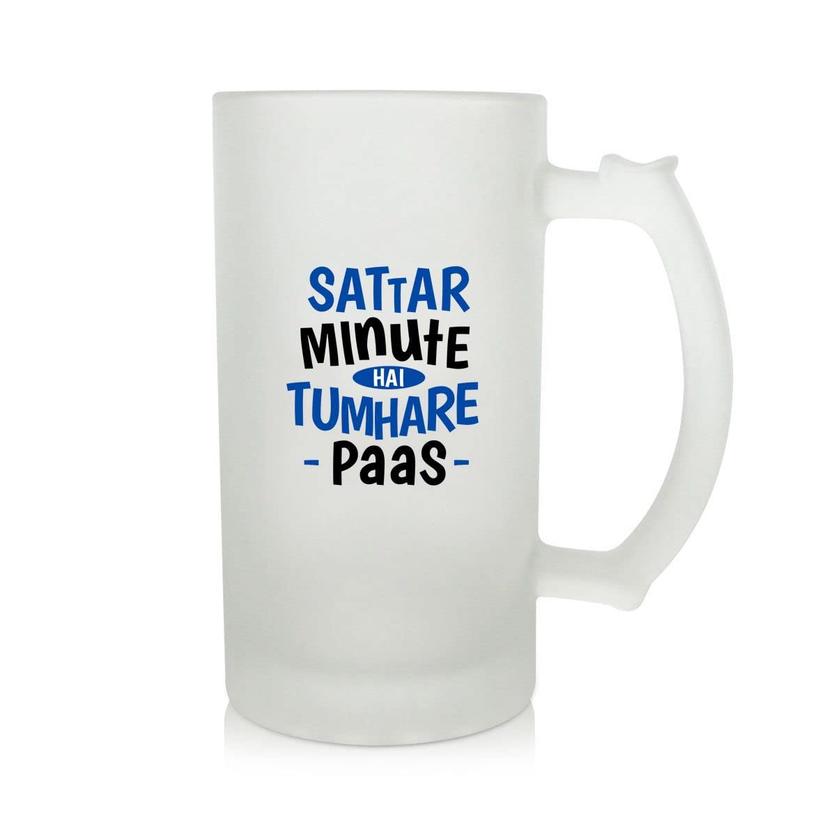 Giftcart Sattar Minute Hai Tumhare Paas Frosted Beer Mug Gift for Dad | Gifts for Friends | Gift for Beer Lovers | Party | Barware Gifts