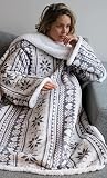Snuggie - Decke mit Ärmeln - Fleecedecke - Fleecedecke mit Ärmeln - Extra Warm - TV-Decke - 100 % Polyester - Doppelt gefüttert - Hausarbeit - 180 x 130 cm - Hoodie-Decke für Valentinstag