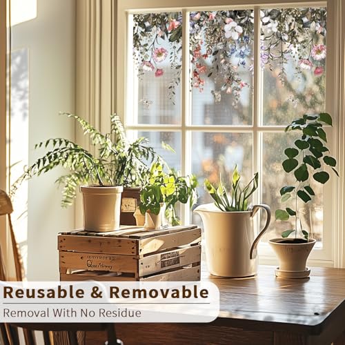 Floral Window Film, Spring Tropical Window Clings, 11.81''x35.43'' miniatura 2