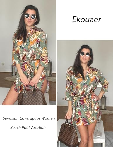 Image of Ekouaer Swimsuit Coverup for Women Bathing Suit Cover Up 2026 Summer Beach Vacation Outfits