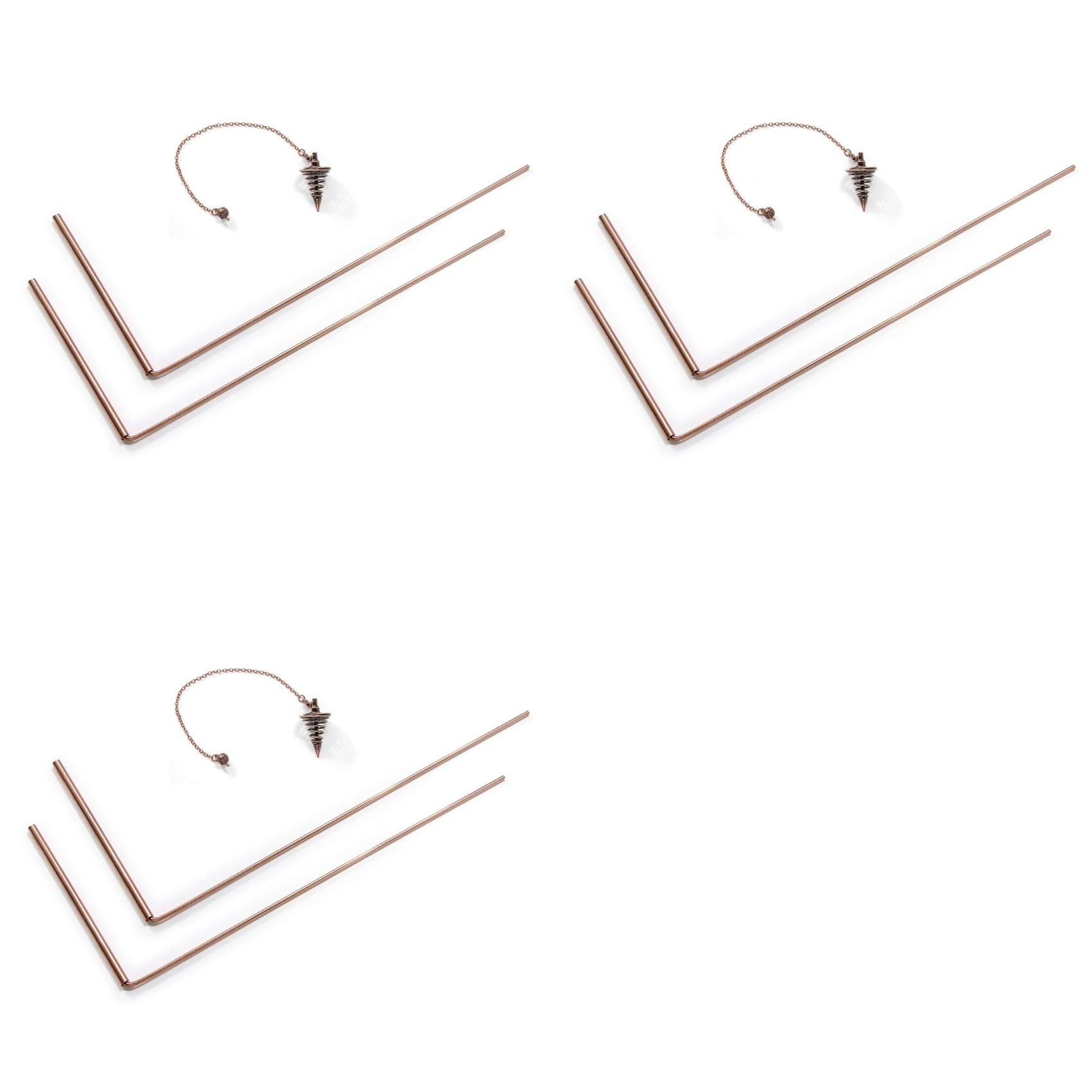 Jnchdghwa 6Pcs Copper Dowsing Rods Spiritual Divining Rods Flexible Copper Rod Dowsing Spirit Rods with Pendulum Pendant