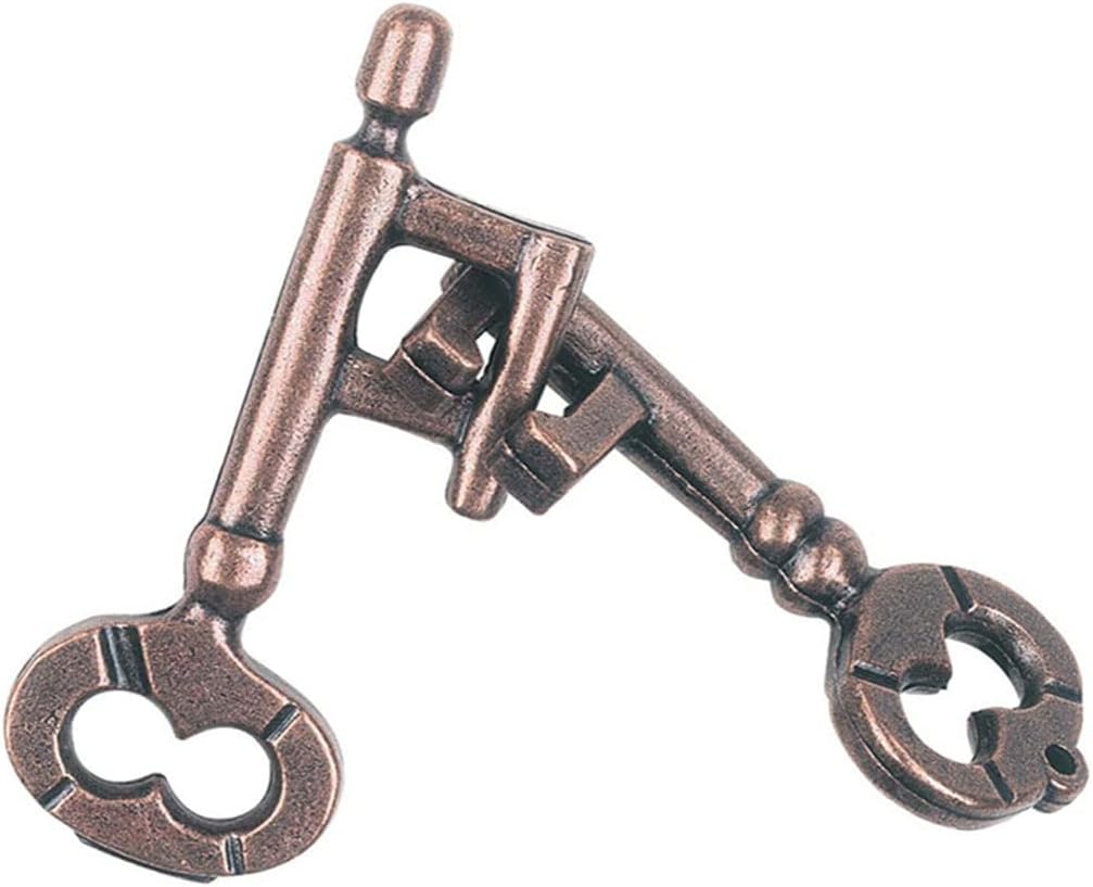 Cooplay 2 Set Metal Brain Teaser Puzzle, Assembly & Disentanglement Puzzles, IQ Logical Games, Fidget Stress Prop Gift for Adults Christmas Gift(Key)
