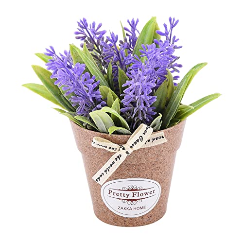 Uuhukp Potted Artificial Flowers,Fake Lavender Flowers Small Bonsai Fake In Pots Faux Pot For Home Office Decoration Desktop Decor, 180625Ql14-4-10509-1701380811, Purple #TOP1
