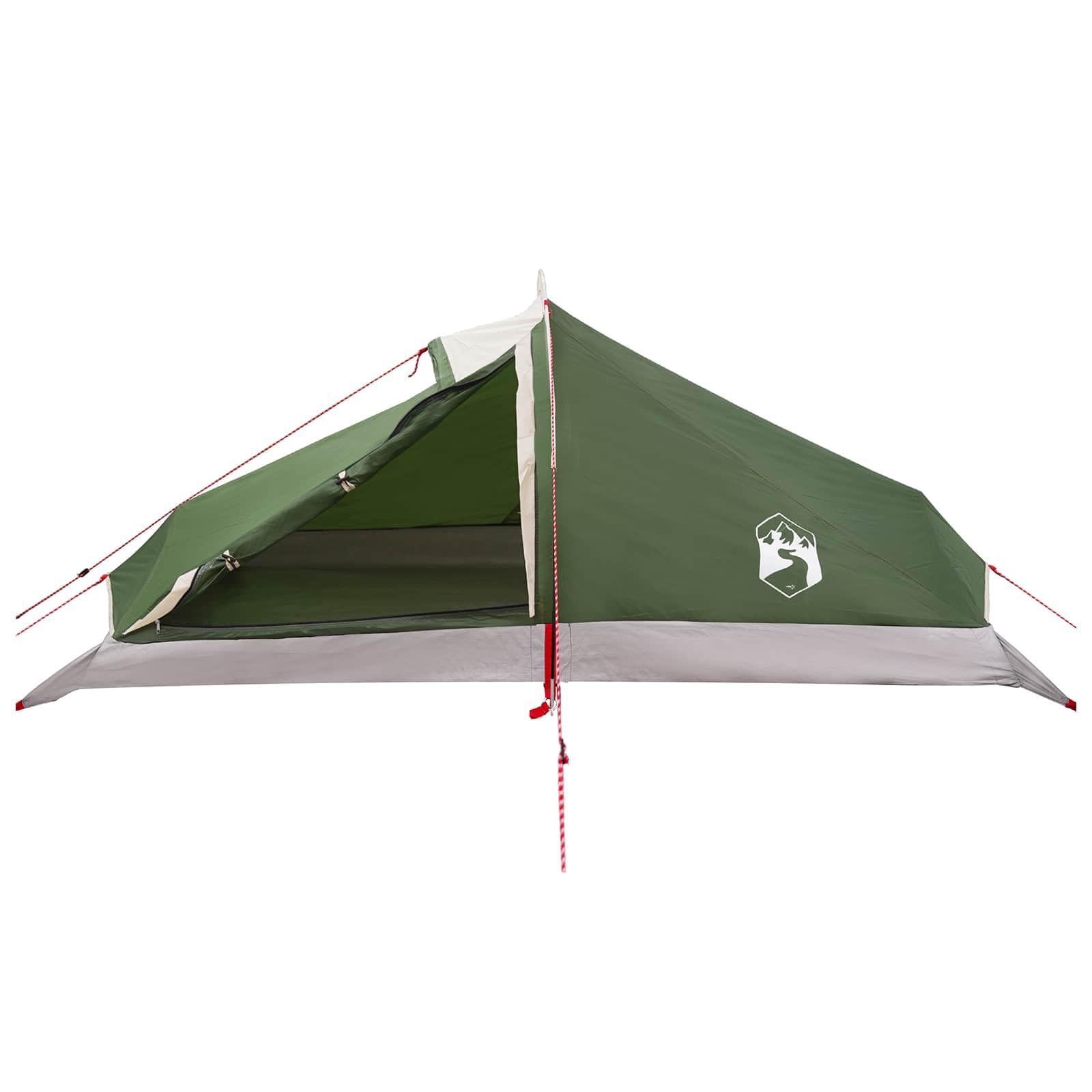 Grünes 4 Personen Trekkingzelt aus 185T Polyester mit PU Beschichtung, wasserdicht und UV beständig, Kuppelzelt für Camping, Wanderung, Rucksack, Festival, leichtes Packmaß für Outdoor