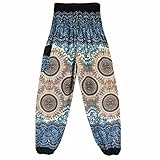 Litetao Men Women Thai Harem Trousers Festival Hippy Smock Yoga Pants (Free Size, White A)
