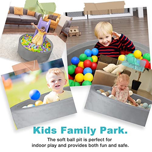 Beleev Foam Ball Pit For Toddlers Kids, Kiddie Memory Ball Pool Soft Round Designed, Children Ideal Gift For Babies Infants Indoor Outdoor Game Playpen 35.5 X 11.8 Inches, Boys Girls Play Toy, Grey #TOP6