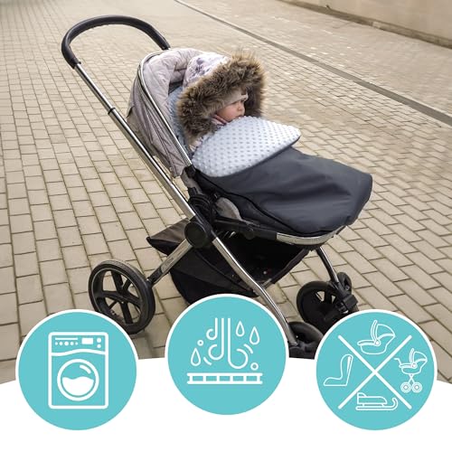 Chancelière bébé poussette universelle siège auto Cybex Minky gris - 5