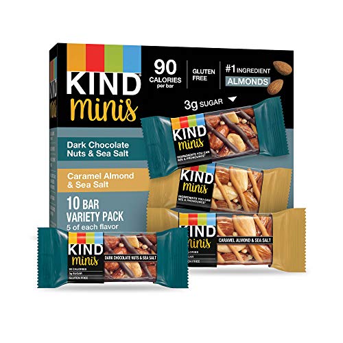 KIND Bar Mini's, Dark Chocolate Nuts & Sea Salt/Caramel Almond & Sea Salt, Gluten Free, 100 Calories, Low Sugar, 60 Count