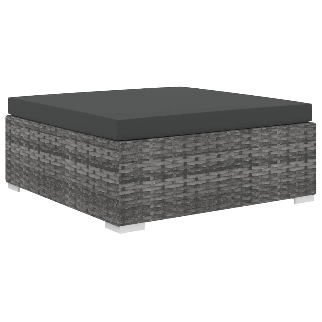 Juego de 10 muebles de jardín de ratán sintético con cojines, conjunto modular de sofá para jardín y terraza, incluye mesa de centro y mesas auxiliares, estructura de acero, color gris/gris