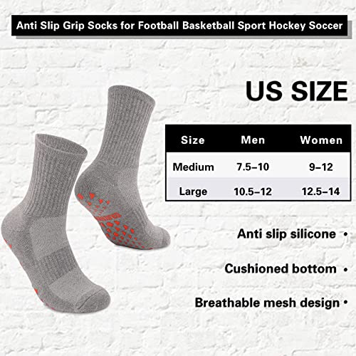 Novayard Non Slip Soccer Socks Men, Anti Slip Grip Socks For Football Basketball Sport Hockey Socks 5 Pairs Gray M #TOP6