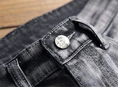 Men's Designer Straight Leg Denim Pants Zipper Deco Ribbed Jeans Stretch Skinny Pleated Biker Jean Trousers4