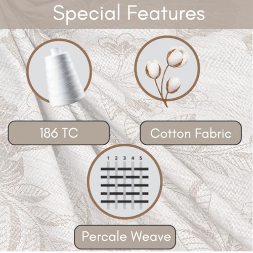 Image of Mafatlal 186 Tc Corsica Cotton Bedsheet King Size | 108 X 108 Inches | Summer Relaxing Sheet for Relaxing Sleep | Premium Bedding with 2 Pillow Covers | Taupe Grey