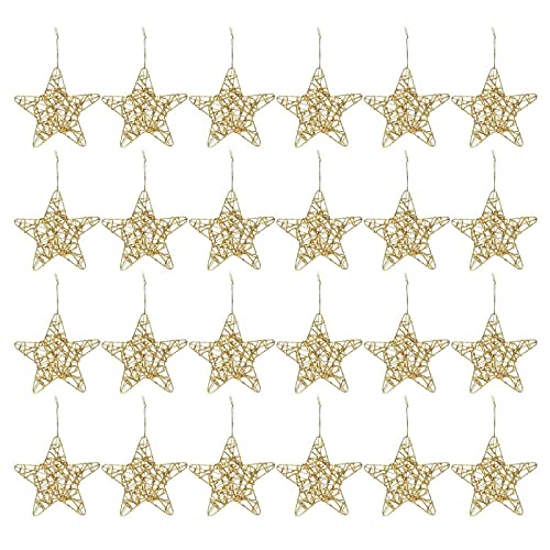 Juvale LEJUVO-CM-081517-34-V1 24 Pack Gold Star Ornaments For Christmas Tree cover