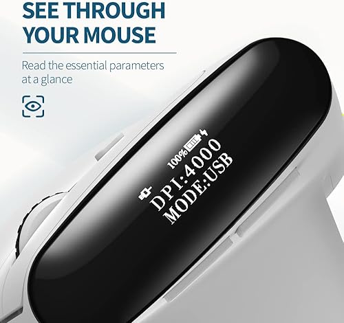 Miniatura 4 de DeLUX Mouse ergonómico Bluetooth, mouse vertical inalámbrico con pantalla OLED, receptor USB y BT5.0, 4000 DPI, 6 botones, ratones de túnel carpiano