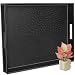 Ranslen Ostrich Faux Leather Rectangular Breakfast Coffee Table Serving Tray with Handles for Breakfast in Bed Extra Large
