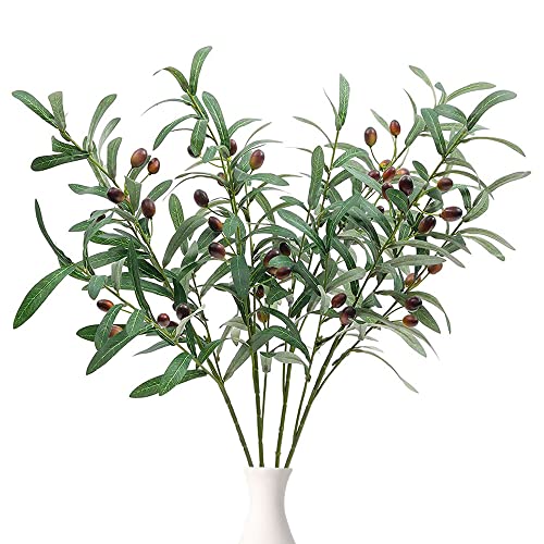 Musdoney 4 Pack Artificial Olive Branche Leaves Fake Eucalyptus Plant Branches For Floral Arrangement Vase Bouquets Wedding Home Office Greenery Decor #TOP25