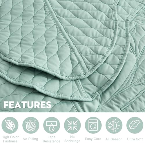 Image of Bedspread oversized，Queen 102x118，Beautiful Leaf Stitching，5 PCSeaglass