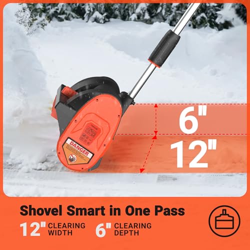 VOLTASK Cordless Snow Shovel, 24V | 12-Inch Cordless Snow Blower, Battery Snow Blower with Directional Plate & Adjustable Front Handle (4-Ah Battery & Quick Charger Included) - Thumbnail 2