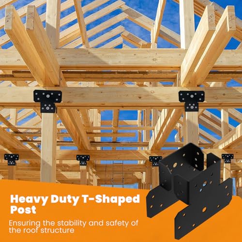 Pergola Brackets, 4 Pcs 6x6 Heavy Duty 3-Way T Brackets, Adjustable Steel T Shaped Post to Beam Connectors for Wood Pergolas, Gazebos, Patio & Outdoor Structures by EONECROSS - Used condition - Image 5