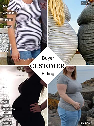 Liu & Qu B076M4XXJ8 Womens Maternity Tops Short Sleeve Round Neck Pregnancy Shirts 3 Packs thumb #2