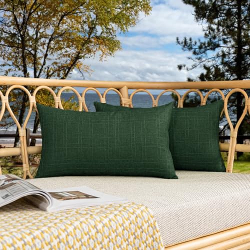 Kevin Textile Outdoor Waterproof 12”x24” Pillow Covers 2 Pack, Army Green