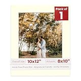 Poster Palooza 10x12 Mat for 8x10 Photo - Precut Textured Cream Picture Matboard for Frames Measuring 10 x 12 Inches - Bevel Cut Matte to Display Art Measuring 8 x 10 Inches - Acid Free ONE MAT