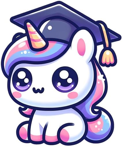 CafePress Unicorn Graduate Cute School Small Die Cut Sticker, 3"x4" Matte Finish
