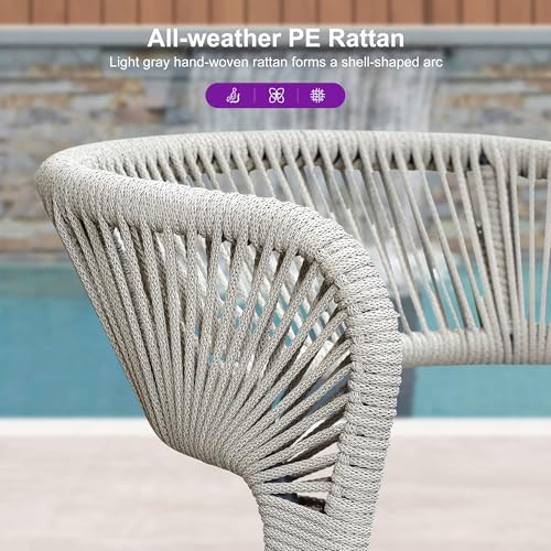 Image of PURPLE LEAF Outdoor Dining Set for 10 with Built-in Cushions Deep Grey