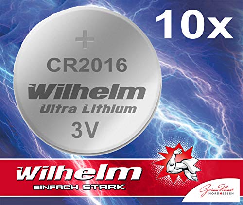 10 x Knopfzelle CR2016 Wilhelm Batterie Lithium 3V CR 2016 Industrieware…