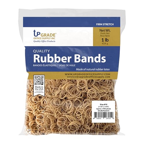 Upgrade UPG23410 Rubber Bands, Size 10 (1-1/4 x 1/16 in), 3,700 Bands, 1 lb Bag, USA
