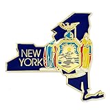 PinMart's State Shape of New York and New York Flag Lapel Pin