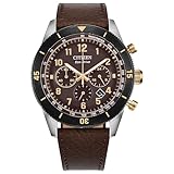 Citizen Cronografo da uomo Eco-Drive Terra Force, cassa in acciaio inossidabile color argento e cinturino in pelle marrone con quadrante marrone (modello: CA4746-08X)