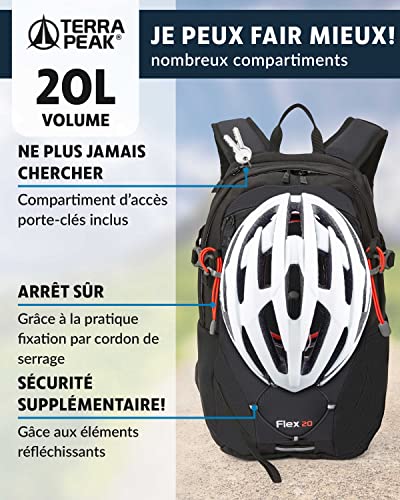 Terra Peak® Sac à dos de randonnée 20L (FLEX 20) petit noir pour femme et homme - Sac a dos de trekking, chasse et voyage (respirant, imperméable) - Sac alpinisme, escalade et de jour (ergonomique) – vue 3
