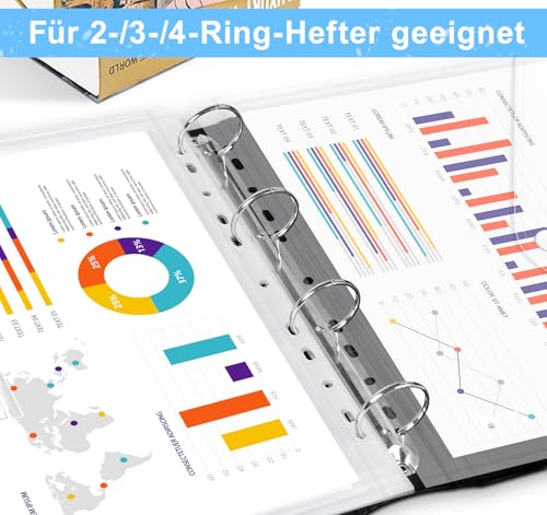Agoer 30 Stück A4 Dokumententasche zum Abheften [Breite Größe] Dokumentenmappe Transparente mit 11 Löchern,Klettverschluss & Etikettentaschen,Kunststoff Dokumentenhüllen für Dokumente Organisiere