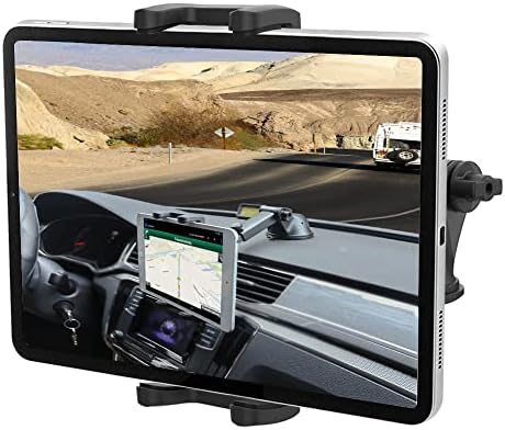 Car Dashboard Tablet Mount for 4-13" iPad Phone, Cuxwill Dash Windshield Tablet Telescopic Holder with Strong Suction Cup for iPad Pro 12.9 10.5 9.7, iPad Air Mini, Samsung Tab, Kindle Fire HD, iPhone