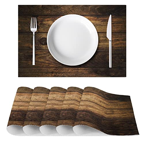 Set de table rustique en bois foncé lavable et résistant - 3