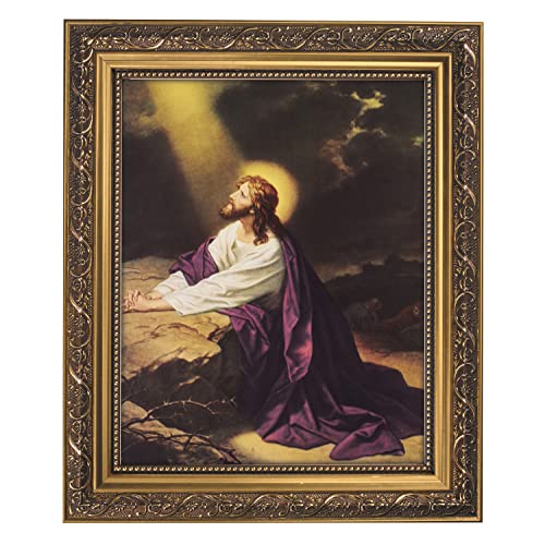 Gerffert Christian Wall Décor Ornate Gold Framed Artwork, 11 x 13-Inch, Agony in The Garden
