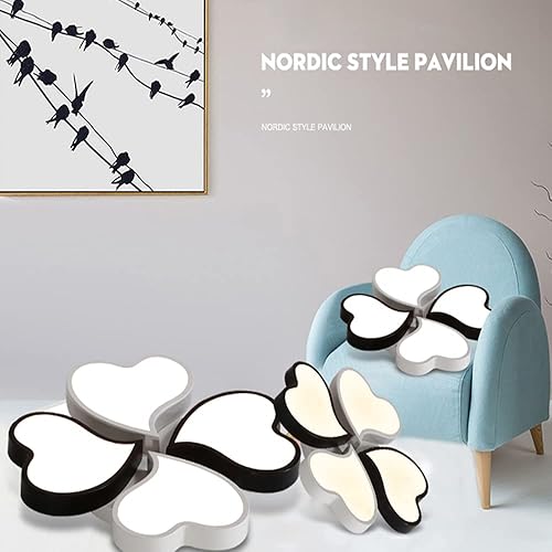 Miniatura 5 de LED Flower Ceiling Light Fixture, 24W Modern Flush Mount Acrylic Ceiling Lamp 4 Petal Black Dimmable Close to Ceiling Chandelier for Bedroom Living