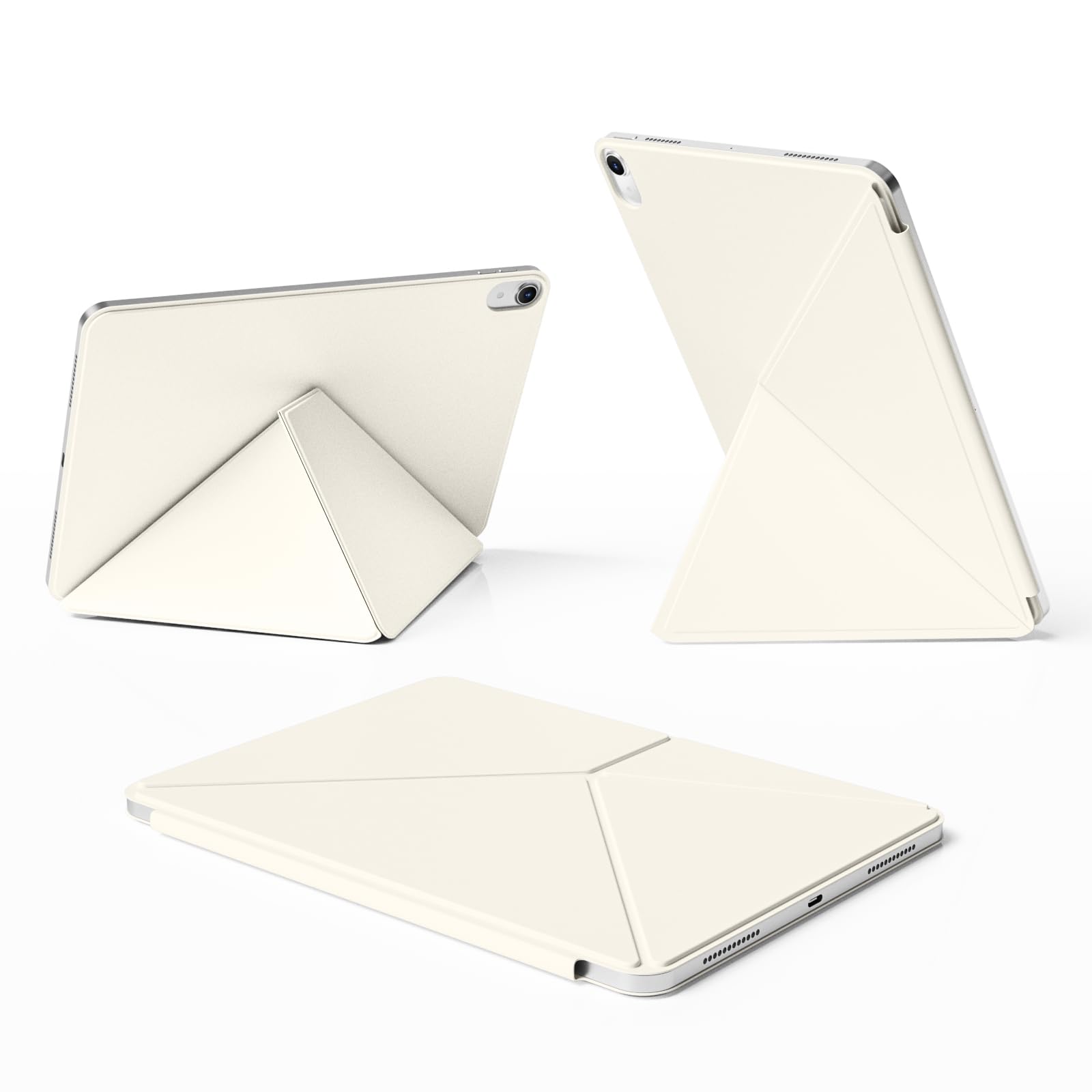 ZKTUYU Magnetisch Hülle für iPad (A16) 11./10. Gen (2025/2022, 11/10,9") | Schlanke Magnetische Schutzhülle, Mehrere Winkel Ständer, Auto Schlafen/Wachen, für iPad 11/10 Generation, Cremeweiß