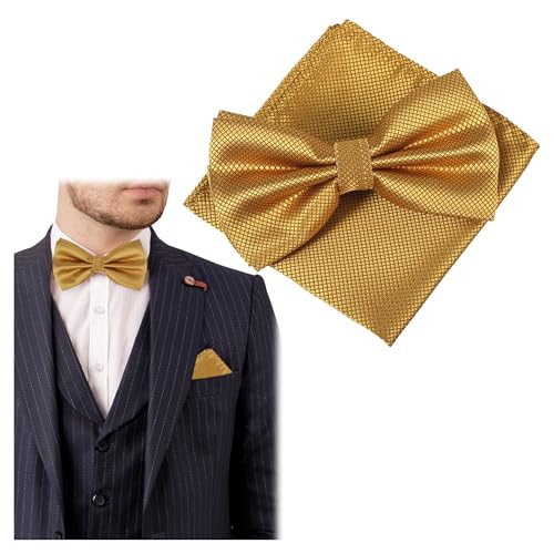 BODOBTF De Vlinderdas van mannen met Zak Gemakkelijk te dragen Gemakkelijk te dragen Mode Accessoire Polyester, XGZ 16 Geel goud, Eén maat